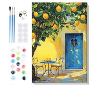 Lxmsja Pintar por Numeros Limonero Adultos con Marco, DIY Cuadros para Pintar Patio Colorear por Números Lienzos, Pintura Acrilica Manualidades Adulto Decoracion Hogar Pared 20x30cm