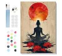 Lxmsja Pintar por Numeros Yoga Adultos con Marco, DIY Cuadros para Pintar Loto Colorear por Números Lienzos, Pintura Acrilica Manualidades Adulto Decoracion Hogar Pared 20x30cm