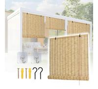 LXODOVZD Persiana de Bambú Exterior, Persianas Enrollables de Bambú para Exteriores, Parasoles Opacos para Interiores, Natural Persianas De Caña, Cortinas de Bambú Romanas Retro con Elevador