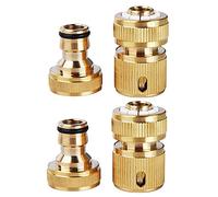 Lxoraziy 4 Piezas Conector Rápido de Latón Macizo,Adaptador de Conector de 1/2 de Pulgada Manguera de Jardín de Latón, Enchufe de Rosca Macho y Enchufe de Rosca Hembra, para Jardín, Hogar