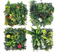 Lxoraziy Paneles Decorativos de Plantas Artificiales 4 Unidades 25x25 cm, Set de Jardín Vertical con Hojas Verdes Realistas para Pared Interior y Exterior, Balcón, Eventos, Oficina -C