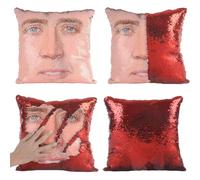 LydeLog Nicolas - Funda de cojín con lentejuelas reversibles para regalo, diseño con purpurina, 40,6 x 40,6 cm (rojo)