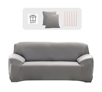 Lydevo Funda Sofa Elástica 3 plazas protector de sofá ajustable con 2 fundas antideslizante y lavable con brazos, decorativa, gris