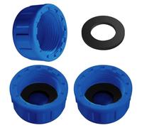 Lyeteung 3 Piezas G3/4 Conector de Manguera de Rosca Hembra Redondo, PVC Tapa Ciega Tubería, Rosca Hembra PVC Tapa de Válvula de Drenaje, con Junta de Goma, para Extremos Tuberías, Azul