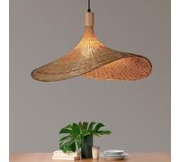 LYMSXAZOU Lámpara Colgante Vintage de bambú Tejido, Estilo japonés, araña de ratán, Pantalla de Cesta Hecha a Mano, lámpara Colgante E27, Altura Ajustable, Decorativa.