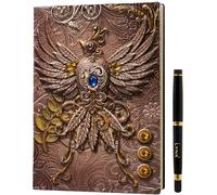 LYNX DND Cuaderno/Libreta de 200 Páginas con Fénix Rosa 3D Cuero Sintético - Notebook, Diario, Journal Compatible con D&D, Dungeons & Dragons, Dragones y Mazmorras, RPG. Regalo para Dungeon Master