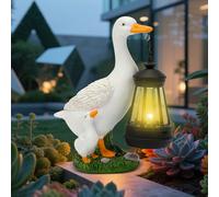 LYPPUL Figuras decorativas de jardín para exteriores, lámpara LED y linterna solar, divertida lámpara resistente al agua, pato