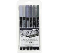 Lyra Rotulador Aqua Brush Duo – Doble punta acuarela – Tonos grises – 6 unidades