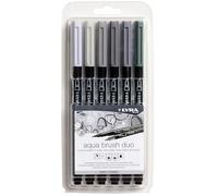 Lyra Rotulador Aqua Brush Duo – Doble punta acuarela – Tonos grises – 6 unidades