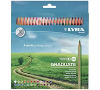 LYRA Graduate Permanent Lápices de colores, caja de cartón, 24 unidades | Bellas Artes, lápices de colores hexagonales, mina de 3,8 mm, colores surtidos