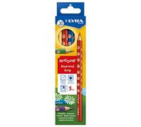 LYRA Groove, Lápices de colores de madera, triangular, grueso, lacado, Estuche cartón, 5 colores surtidos
