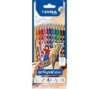 Lyra Germany Lápices de colores de madera Groove Slim triangular, estuche de cartón con sacapuntas