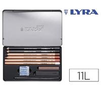 Lyra Lápices Rembrandt Monocromo con Accesorios para Esbozos en Caja Metálica de 11 Unidades