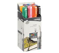LYRA Mark All Rotulador permanente 0,7 mm, caja de cartón, 12 unidades | Rotulador multisuperficie, base agua, punta redonda, secado rápido, colores surtidos