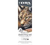 LYRA Rembrandt Art Specials, Lápices de Esbozo para Bellas Artes, redondo,mina de 5mm, Estuche de metal, Set de Esbozo, lápices surtidos, 6 unidades