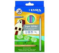 LYRA Super Ferby, Lápices de colores de madera, triangular, grueso, lacado, Estuche cartón, 12 colores surtidos