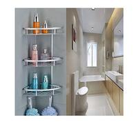 lyrlody Estantería de Baño de 3 Capas, Estante de Esquina, Metal, 56 x 23 x 30 cm, Cesta de Almacenamiento con Percha
