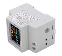 lyrlody Medidor de Energía Eléctrica, Contador de Electricidad D52-2066 AC 40-300V Monofásico Tipo Carril, Pantalla LCD de 6 Parámetros, Transformador Integrado con Reinicio y Guardado