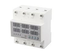lyrlody Relé de Protección de Voltaje Ajustable, Protector de Corriente y Tensión, 3 Fases, Pantalla Digital, Riel DIN, AC220V AC380V, para Protección contra Sobretensión y Subtensión (63A)