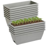 Lysjtsr 12 macetas rectangulares de 17 Pulgadas con Agujeros de Drenaje y bandejas, macetas de plástico para Plantas de Interior y Exterior, Patio, jardín, decoración del hogar, Porche, Patio (Gris)