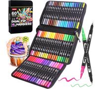 Lyuvie 60 Colores Rotuladores Lettering Rotuladores Punta Pincel Doble Punta para Adultos y Artistas, Punta Fina Lettering Kit para Principiantes, Caligrafía, Dibujar
