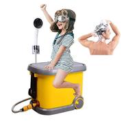 LZAHSH Ducha Calefactora para Camping, 36l Ducha EléCtrica PortáTil Agua Caliente TermostáTica A 60° Autocebante Ducha De Exterior con Ruedas para Camping,Playa