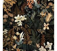 LZH-LP Papel Pintado Autoadhesivo, Papel de Contacto Lirio Blanco Flores Bosque Animales, 44x600CM Plantas Flores Estampado Papel Pintado Desmontable Película Decorativa Rollo