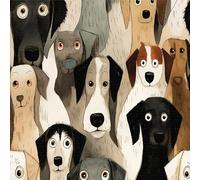 LZH-LP Papel Tapiz Autoadhesivo de Contacto con Diseño de Perro de Dibujos Animados, 44x300CM Extraíble con Estampado Abstracto de Perros Película Decorativa para Calcomanías de Pared