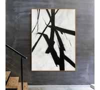 LZJAGXX Cuadro de lienzo grande, arte de pared abstracto, blanco y negro, cuadros de líneas negras, arte de lienzo, decoración moderna para el hogar, sala de estar, 60 x 90 cm, sin marco