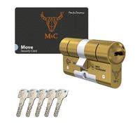 M&C Move Cerradura Puerta Bombín Alta Seguridad 32x32mm MC Anti Topolino Leva Larga Doble Embrague Seguridad Máxima SKG 3 Estrellas Anti Bumping Anti Taladro Color Dorado 5 Llaves Incluidas