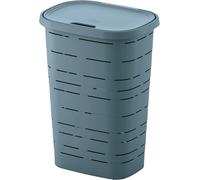 M home by Mazzei Mondex Baúl para Ropa de plástico 55 L, Color Azul Cielo, Fabricado en Francia, Cesta de lavandería Robusta con Tapa, 44 x 32,5 x 60,5 cm, Ideal para Cuarto de baño, Dormitorio