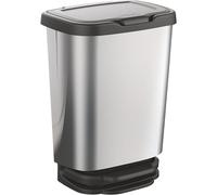 Mondex Cubo de basura Jive con pedal, cierre amortiguado, polipropileno 20 L plata/negro