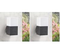M Ledme - Aplique de Pared Exterior Serie Design, Forma Cuadrada, Casquillo E27, IP54 Impermeable, Acabado Negro, Acero/PMMA, Ideal para Jardines, Terrazas o Fachadas (Bombilla No Incluida)