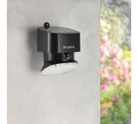 M Ledme - Aplique LED Solar Black Flat 1W para Exterior con Sensor de Movimiento y Sensor Crepuscular, IP44, Panel Solar, Autonomía 6-8H, Luz Solar para Jardín, Terraza, Entrada o Fachada