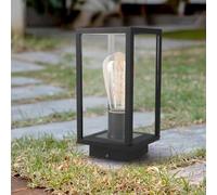 M Ledme - Baliza LED Exterior Serie Ducte Plus, Impermeable IP44, Casquillo E27, Acabado en Negro, Acero/Cristal, Ideal para Jardines y Caminos, Potencia Máx. 40W (Bombilla no incluida)