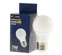 M Ledme - Bombilla Led E27 G45 7W, (Eq. 60W), Luz blanca Neutra (4500k), casquillo E27, 630 Lumen, IP20, Apertura del Haz de Luz 270 nergética y Bajo Consumo. LM7005