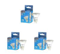 M Ledme - Bombilla Led GU10 Glass 7W, (Eq. 60W), Luz blanca Fría (6000k), casquillo GU10, 540 Lumen, IP20, Apertura del Haz de Luz 38 nergética y Bajo Consumo. LM7177 (Paquete de 3)