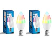 M Ledme - Bombilla LED Inteligente WiFi Vela 6W (Eq. 50 W) casquillo E14, sin necesidad de Hub, Regulable en intensidad, Luz Blanca y de Colores (RGB+CCT), compatible con Alexa y Google Home, LM7144