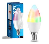 M Ledme - Bombilla LED Inteligente WiFi Vela 6W (Eq. 50 W) casquillo E14, sin necesidad de Hub, Regulable en intensidad, Luz Blanca y de Colores (RGB+CCT), compatible con Alexa y Google Home, LM7144