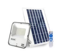 M Ledme - Foco Proyector LED Solar Venecia 50W con mando a distancia, 2250 Lumen, IP66 Regulable, Color Luz fría (6000k), Iluminación exterior, De uso para jardín, patios...Longitud del cable 2,80M