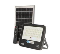 M Ledme - Foco Solar Led 100W con mando a distancia, 1000 lumens, regulable intensidad de luz, IP65, Color Luz Fría (6000k), batería de gran capacidad 10.000 mAh. Longitud del cable 2,10M