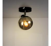 M Ledme - Lámpara de Techo Serie Glass 1 Foco, Foco Led Interior de Techo Base E14, Foco LED Interior Acabado Negro (No incluye bombilla)