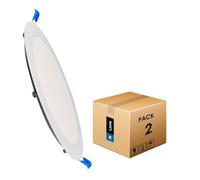 M Ledme - Pack 2, Downlight LED 220mm 20W, 2000 lúmenes, Panel Redondo Extraplano, Color Luz fría (6000k), Corte estándar 205mm, Driver incluido, LM5551.