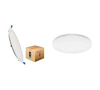 M Ledme - Pack 2, Downlight LED 220mm 20W, 2000 lúmenes, Panel Redondo Extraplano, Color Luz fría & Plafon LED Techo 30W, Lámpara Techo para Baño IP44, 3.000 lúmenes, Color Luz Neutra