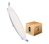 M Ledme - Pack 2, Downlight LED 220mm 20W, 2000 lúmenes, Panel Redondo Extraplano, Color Luz neutra (4500k), Corte estándar 205mm, Driver incluido, LM5552.