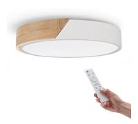 M Ledme - Plafón LED Techo Blanco Redondo 24W con Mando a distancia, Regulable 2700K-6500K blanco frío a cálido, 2400LM, Diseño Blanco con Madera Natural, para Baño, Cocina, Balcón,LM8284