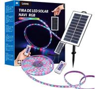 M Ledme - Tira LED Solar exterior jardin IP68 sumergible, 5m 300 LED, luz LED Multicolor, con kit de instalacion para placa solar, para jardín, hogar, decorativa