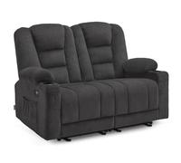 M MCombo sofá eléctrico de 2 plazas con función Sleep, sofá reclinable de 2 plazas con botón 150° Ajustable, sillón de Cine con función reclinable, USB y portavasos, 7009 (Gris)