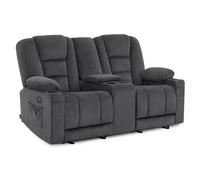M MCombo Sofá Eléctrico de 2 Plazas con Función Sleep, Sofá Relax de 2 Plazas con Botón Ajustable 150°, Silla de Cine con Función Reclinable, Consola y USB y Portavasos, 7009 (Gris)
