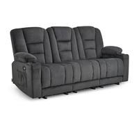 M MCombo Sofá Eléctrico de 3 Plazas con Función Sleep, Sofá Relax de 3 Plazas con Botón Ajustable 150°, Silla de Cine con Función Reclinable, USB y Portavasos, 7009 (Gris)